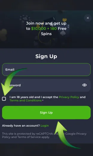 app confirm age and click sign up