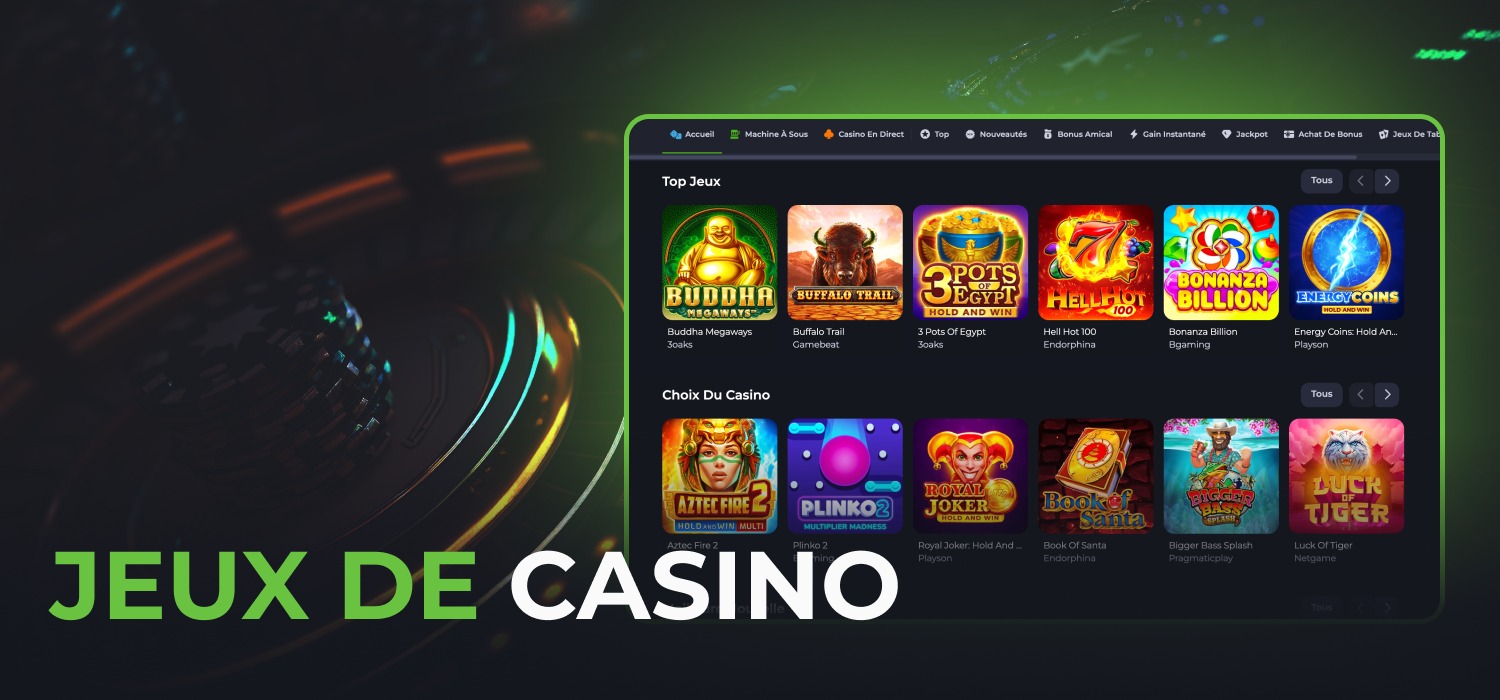un grand nombre de jeux de casino différents