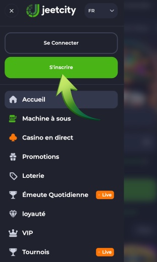 app cliquez sur le bouton d'inscription