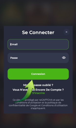 app cliquez sur le bouton login