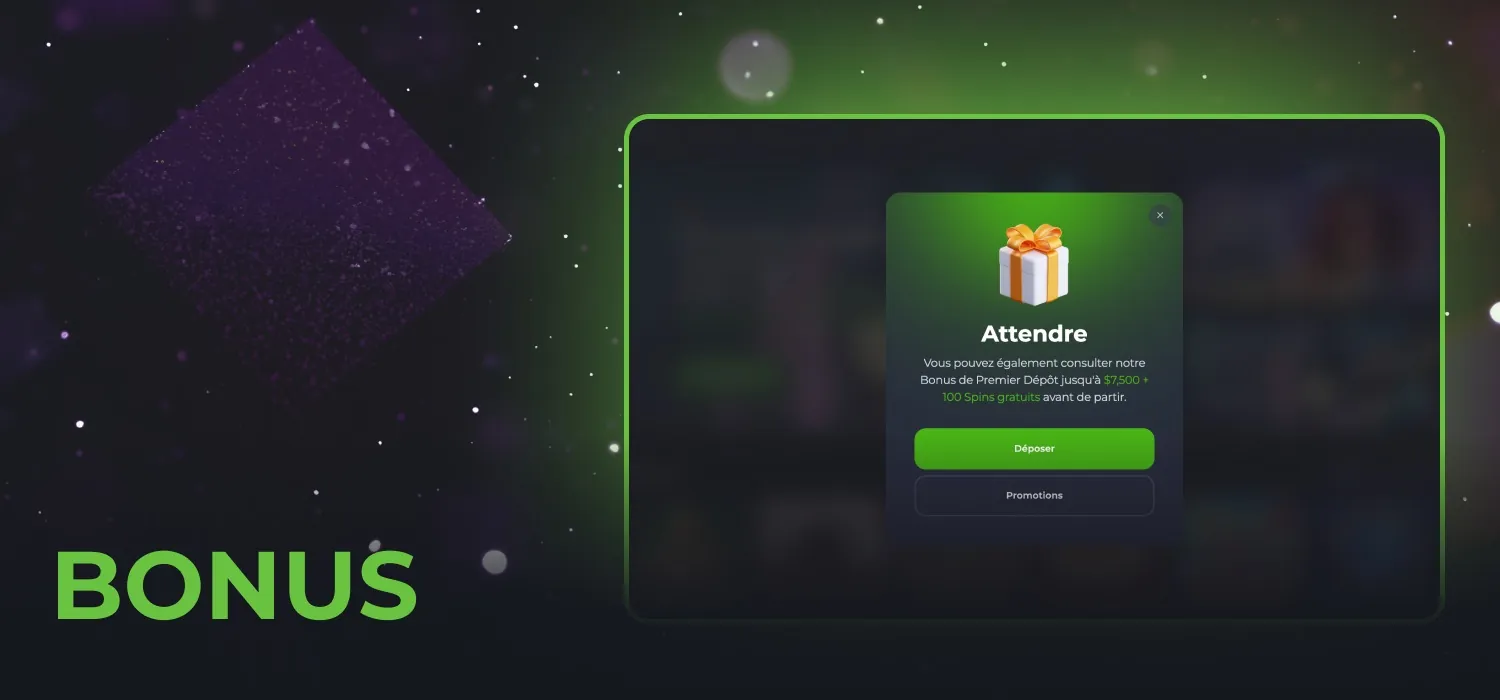 bonus apr&egrave;s connexion au compte