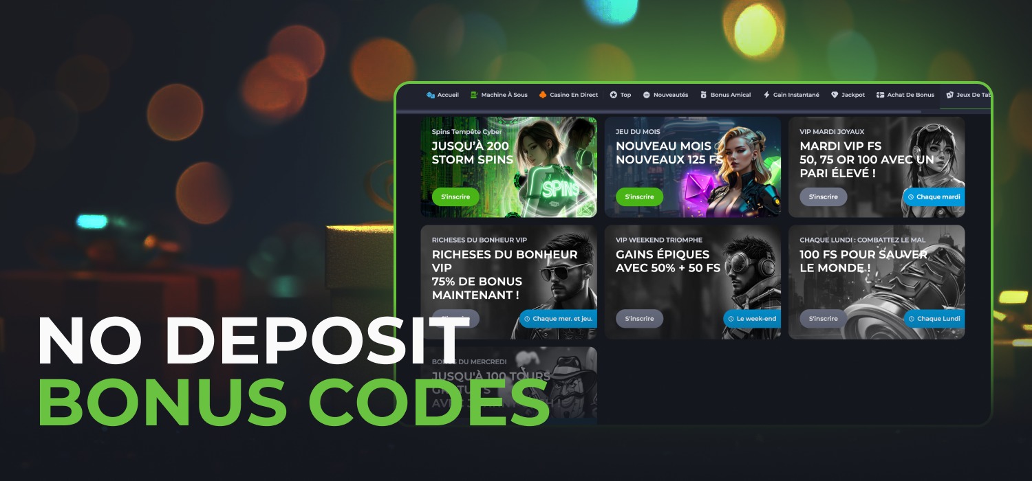 code bonus sans dépôt